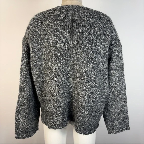 Zara Women's M Chunky Knit Marl Grey White Sweater/Cardigan - Picture 3 of 10